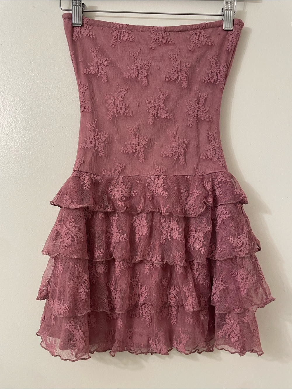 Lace Ruffle Strapless Mini Dress - Picture 6 of 6